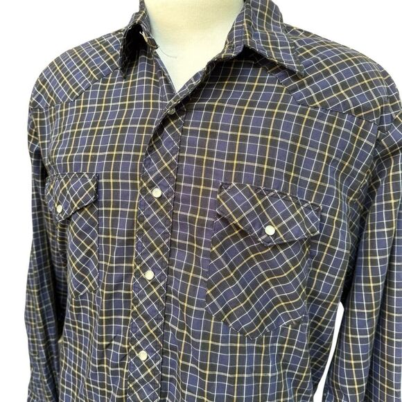 Wrangler Vintage Pearl Snap Western Plaid Long Sleeve Men's Shirt Size XL - Picture 12 of 12